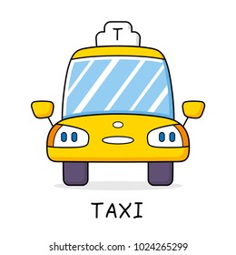 Taxi cab front isolated