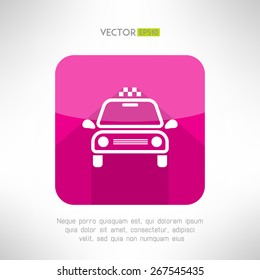 Taxi cab icon in moder clean and simple flat design. Car symbol with long shadow. Vector illustration.