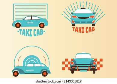 Taxi cab illustration design and sticker art