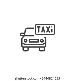 Taxi-Kabinenlinie-Symbol. Lineares Stilzeichen für mobiles Konzept und Webdesign. Taxiauto-Umriss-Vektorgrafik-Symbol. Symbol, Logo-Darstellung. Vektorgrafik-Grafiken
