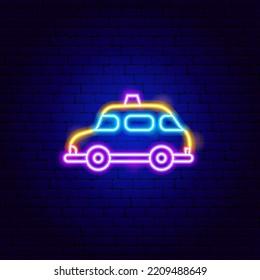 Taxi Cab Neon Sign. Vector Illustration of Country National Promotion.