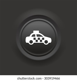 Taxi Cab on Black Bevel Round Button