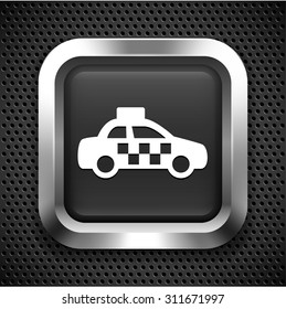 Taxi Cab on Black Square Button