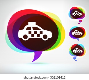 Taxi Cab on Colorful Speech Bubble