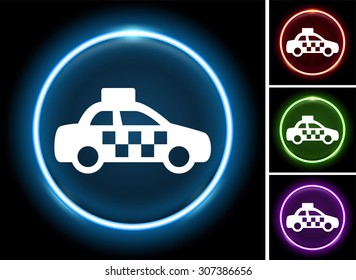 Taxi Cab on Glow Round Button