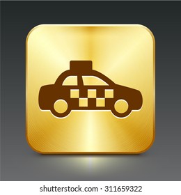 Taxi Cab on Gold Square Button