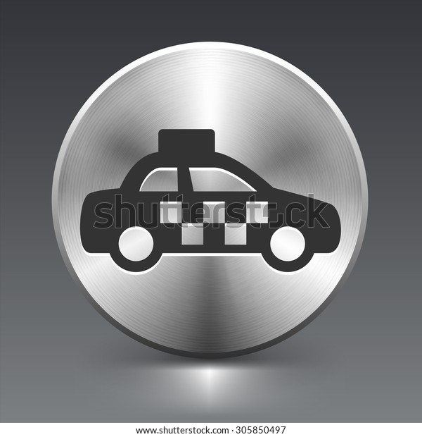 Taxi Cab on Silver Round\
Button