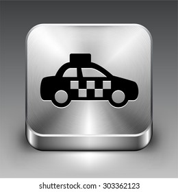 Taxi Cab on Silver Square Button