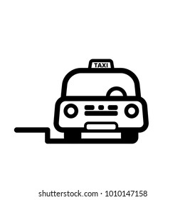 Taxi Cab en la calle. Ilustración vectorial lineal con línea editable. EPS10