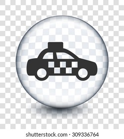 Taxi Cab on Transparent Round Button