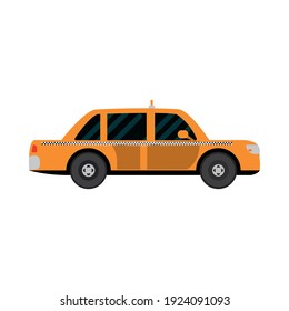 taxi cab public service car transport vehicle side view, car icon vector illustration