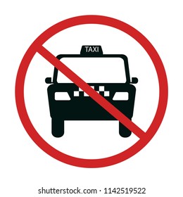 taxi cab with red not allowed symbol - no taxi parking vector illustration
