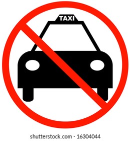 taxi cab with red not allowed symbol - no taxi parking