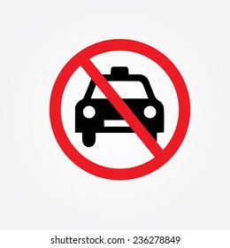 taxi cab with red not allowed symbol - no taxi parking sign vector