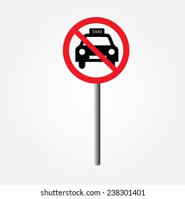taxi cab with red not allowed symbol - no taxi parking sign vector