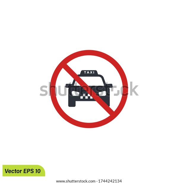 taxi cab with red not allowed symbol\
- no taxi parking icon sign, vector illustration eps\
10