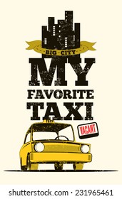 Taxi cab retro poster