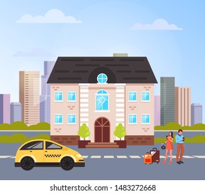Taxi cab service flat graphic design banner poster vector concept illustration