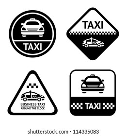 Taxi cab set black buttons, design element