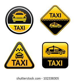 Taxi cab set buttons, group vector icons