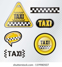 Taxi cab set symbols with silver background , vector illustration