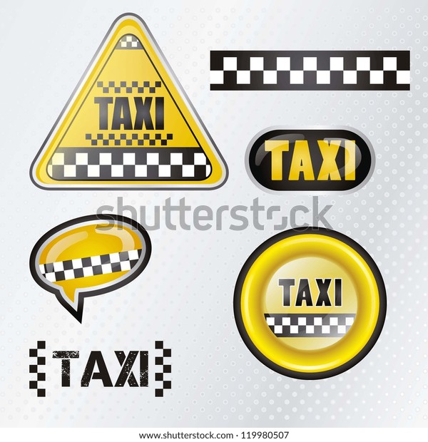 Taxi cab set symbols with silver background\
, vector illustration