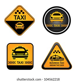 Taxi cab set symbols, street orange signs