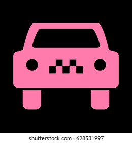 Taxi Cab sign illustration. Vector. Pink icon on black background.