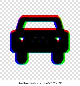 Taxi Cab sign illustration. Vector. Black icon with red-green-blue contours on transparent background.