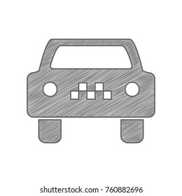 Taxi Cab sign illustration. Vector. Shaded gray icon on white background. Isolated.