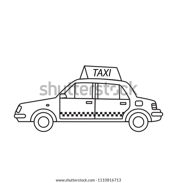 A taxi cab with a sign on the roof in the line\
art style\
