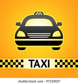 Taxi cab symbol on background pixel pattern