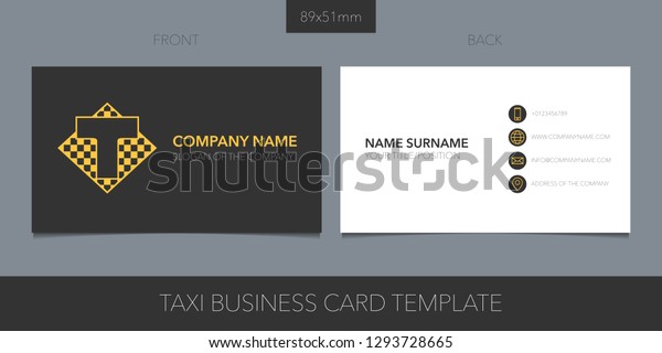 Taxi, cab vector layout of business card\
with logo, icon and template corporate details. Creative taxi\
design element for presentation of the company\
