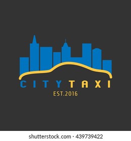 Taxi, Taxi-Vektorlogo, Hintergrund. Autovermietung auf schwarz-gelbem Hintergrund, Badge, App-Emblem. Stadttaxi-Design-Element