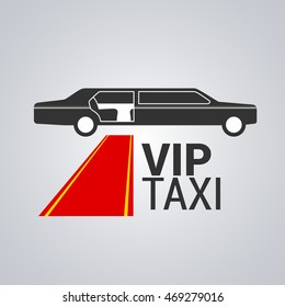 Taxi, cab vector logo, design. Limo, limousine car hire background, badge, app emblem. Design element of red carpet and VIP taxi sign