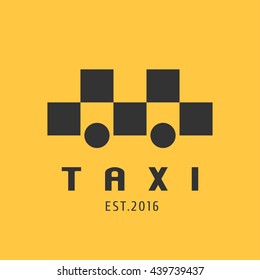 Taxi, cab vector logo, icon. Car hire black and yellow background, badge, taxi app emblem. Taxicab transportation design