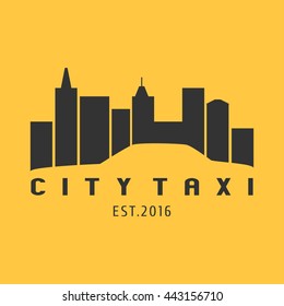 Taxi, cab vector logo, icon. Car hire black and yellow background, badge, app emblem. City taxi design element