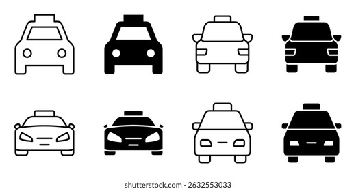 taxi cab, vehicle icon set