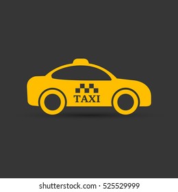 Taxi cab yellow vector icon. Taxi car side view.
