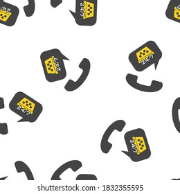  Taxi Call Center vector icon seamless pattern on a white background.