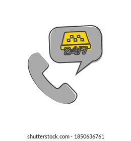 Taxi Call Center vector icon cartoon style on white isolated background.