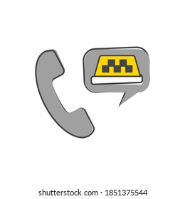Taxi Call Center vector icon cartoon style on white isolated background.