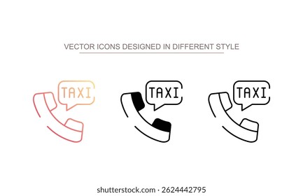 Design de ícone de centro de chamada de táxi com ilustração de estoque de fundo branco