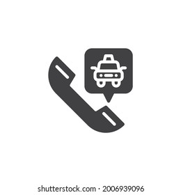 Icono vector de llamada de taxi. signo plano relleno para concepto móvil y diseño web. Icono de glifo de servicio de taxi. Símbolo, ilustración del logotipo. Gráficos vectoriales