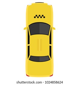 Taxi car from above, top view. Cute cartoon transport with shadows. Modern urban vehicle. One of the collection or set. Simple icon or logo. Realistic design. Flat style vector illustration.