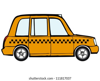 taxi car with alloy wheels against white background, abstract vector art illustration