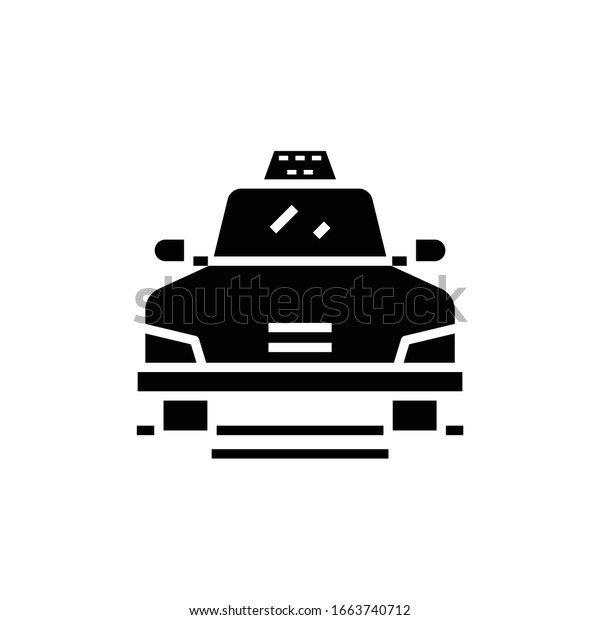 Taxi car black icon, concept illustration, vector\
flat symbol, glyph sign.