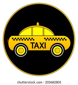 Taxi car button on white background. Vector illustration.