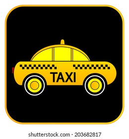 Taxi car button on white background. Vector illustration.
