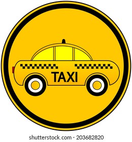 Taxi car button on white background. Vector illustration.